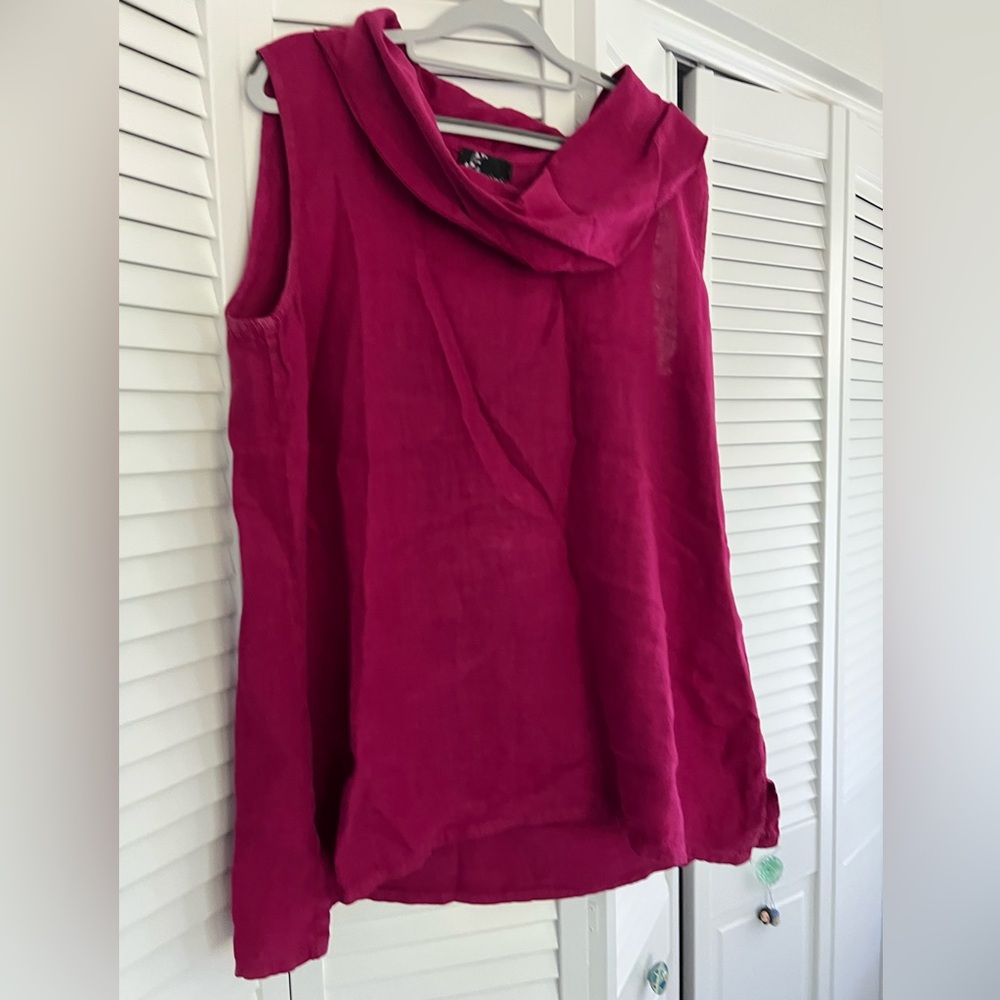 Women's Linen Pink Sleeveless Top